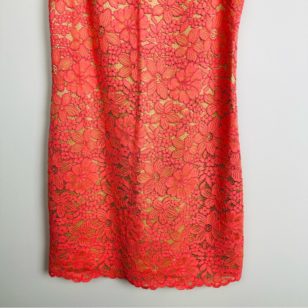 Trina Turk NWT Coral Floral Lace Mini Cocktail Dress Size 8 - Picture 3 of 11